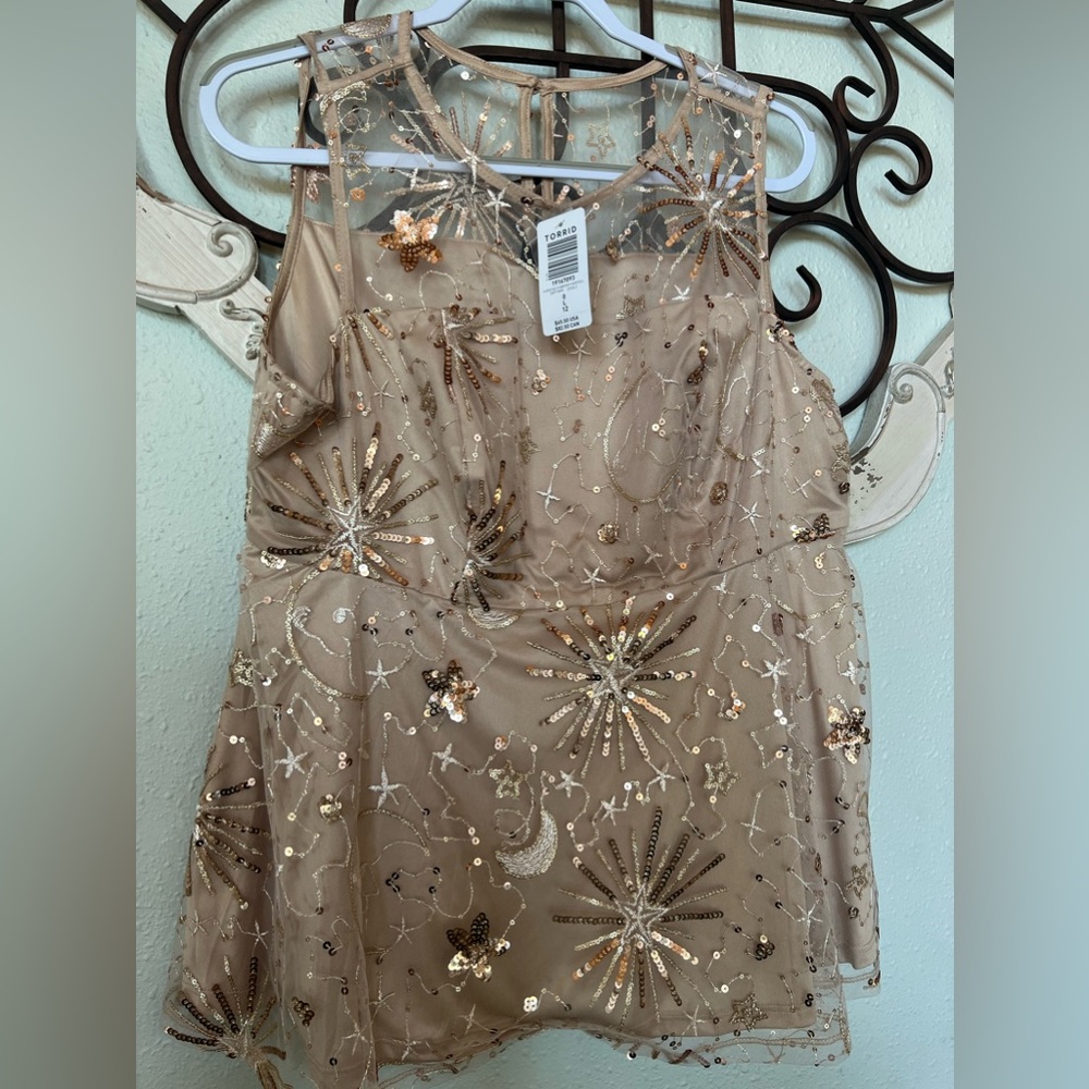 NWT TORRID gold sequin sleeveless top